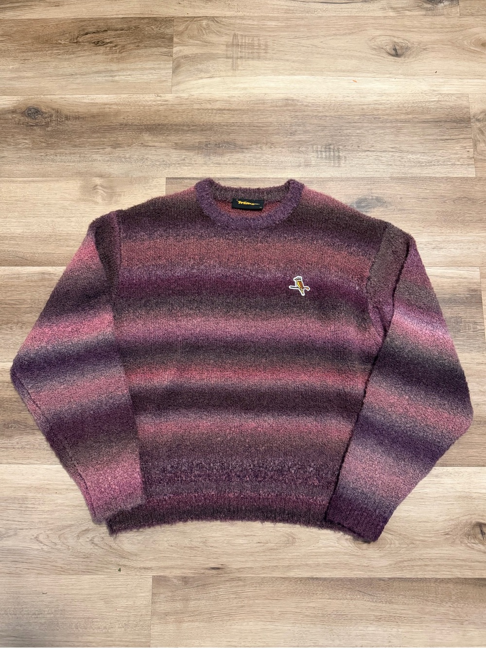 Walker Golf Things Gold Label Stripe Knit Sweater Plum Mens Medium Wool Blend